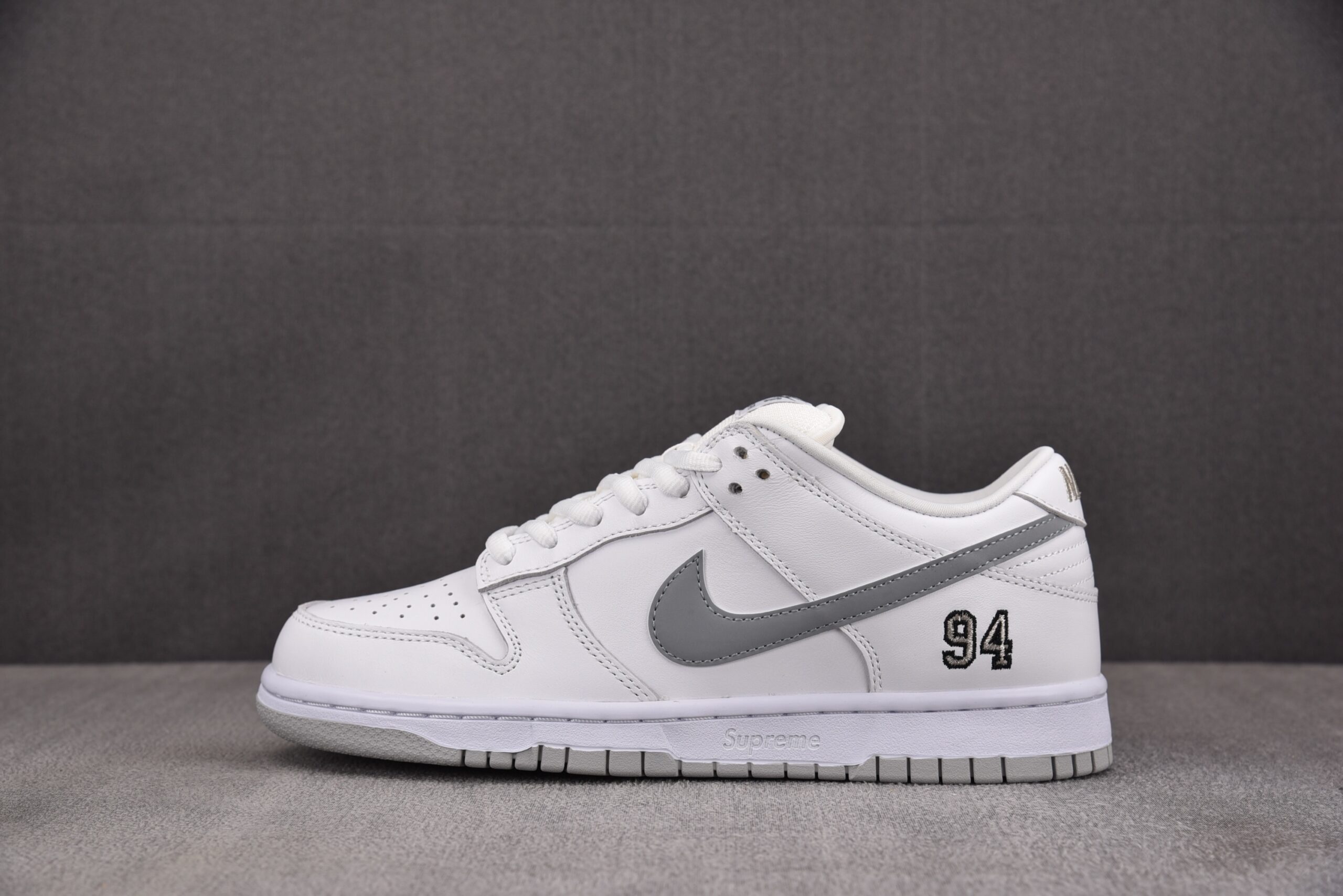 Nike SB Dunk Low Supreme 94 White Metallic Silver
